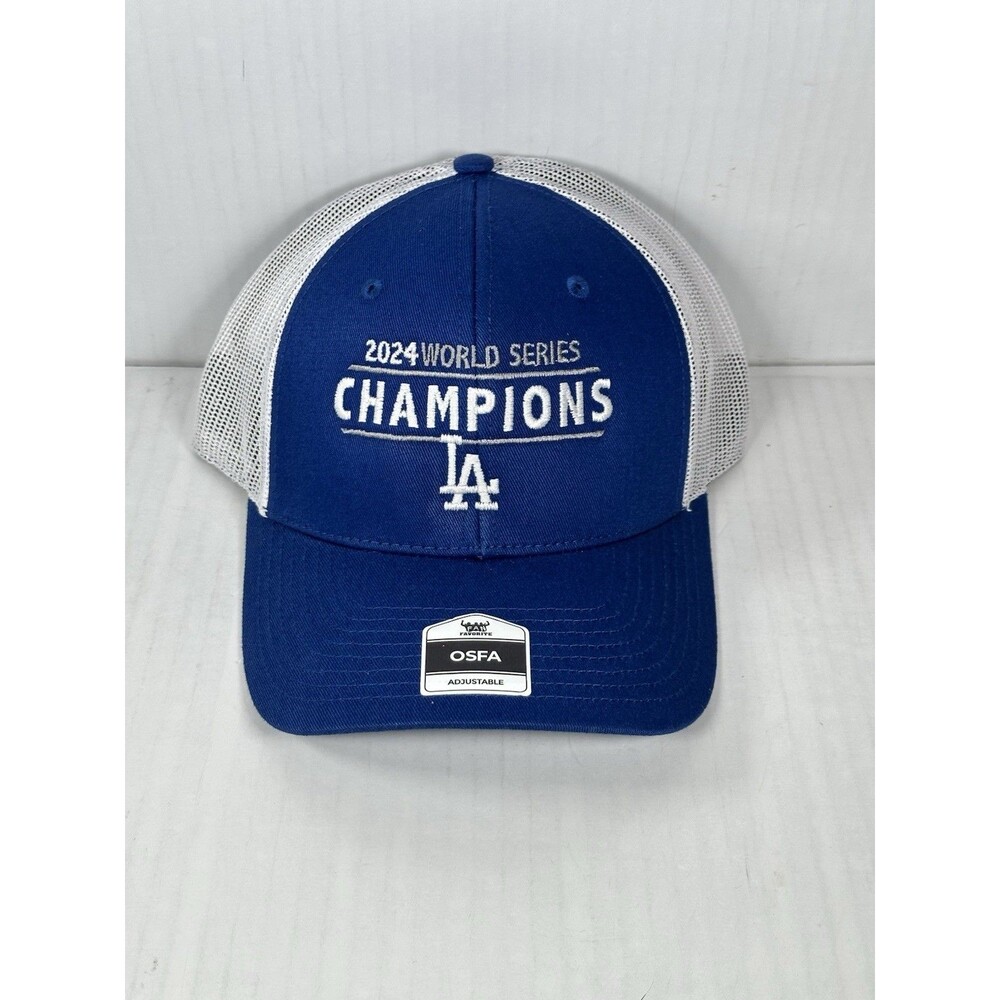 LA Dodgers Fan Favorite 2024 World Series Champions Trucker Hat Cap Blue White